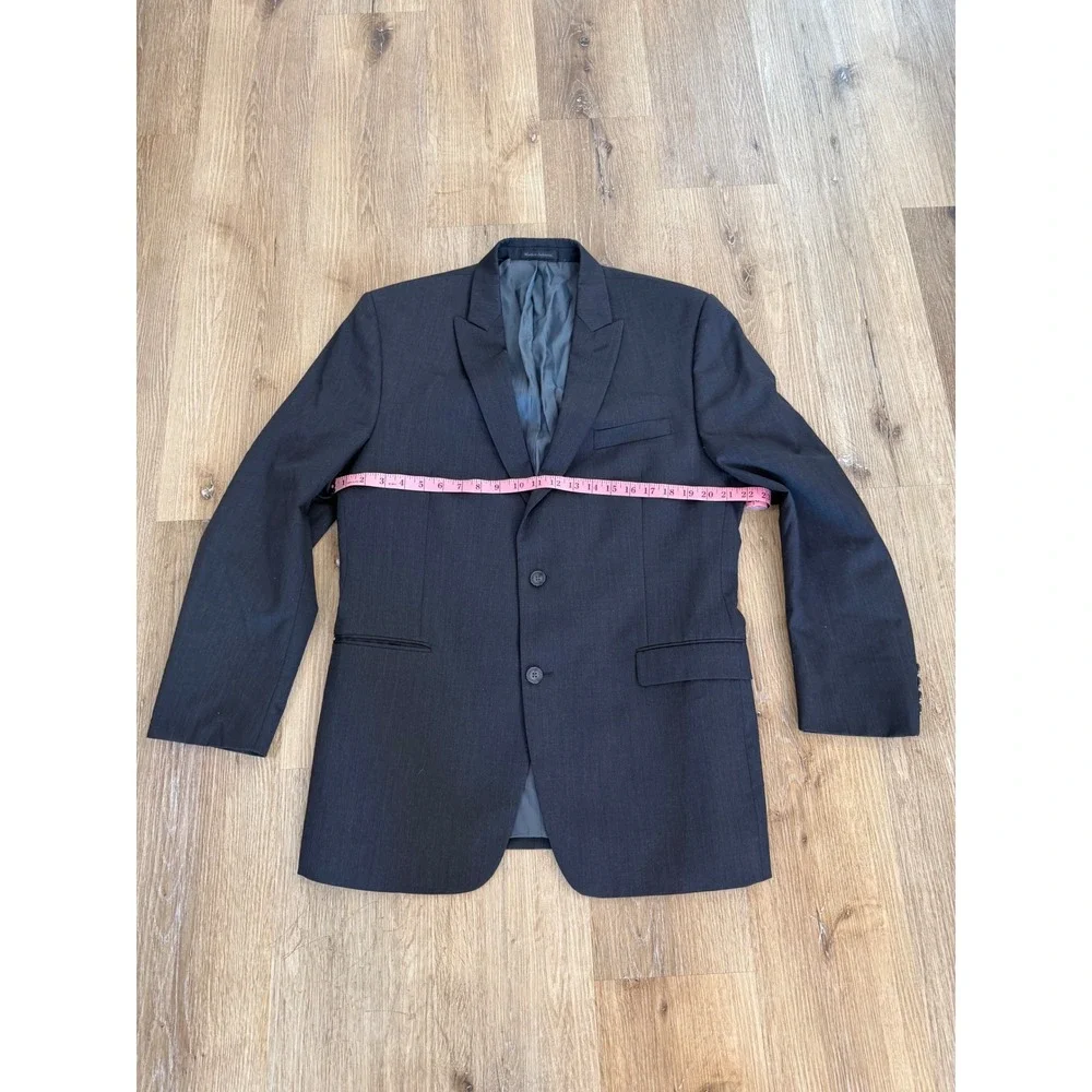 Calvin Klein Old Money Blazer Mens 43L Charcoal Grey 100% Wool Two Button Jacket